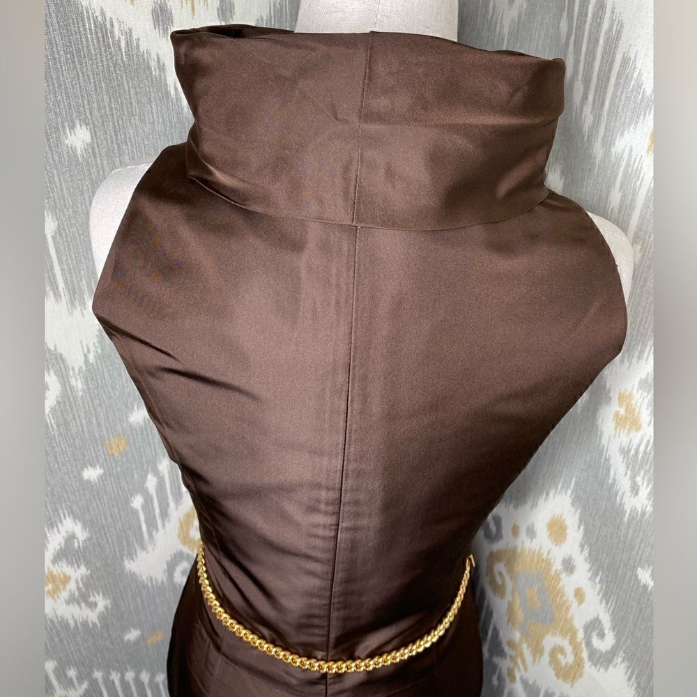 Ralph Lauren Fall Runway Collection Chocolate Brown Silk Funnel Neck Dress - Picture 5 of 16